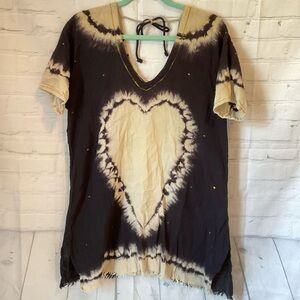 NATURAL LIFE tan and black kaftan cover up. OS. Like New.